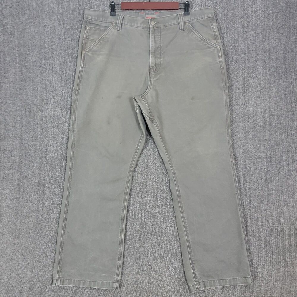 Craftsman Pants Mens 40x30* Green Canvas Carpenter Workwear Vintage Sears Grunge